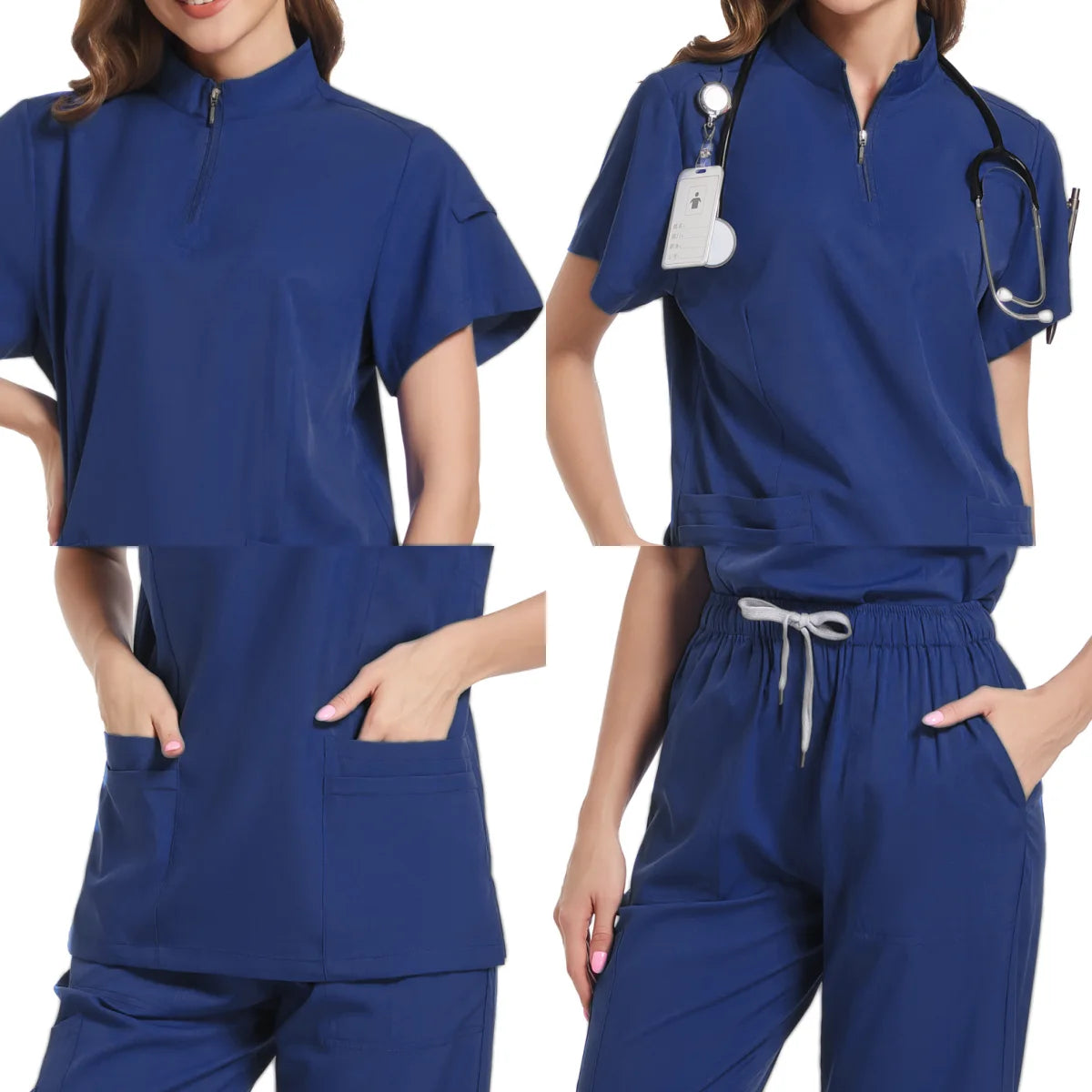 Nursing Hospital Sets Medical Scrubs  Workwear high neck