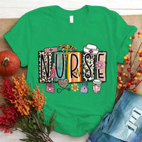 Nurse Print T-shrits For Women  Short Sleeve Round Neck Loose T-shirt Fashion